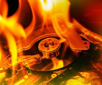 hard drive in fire