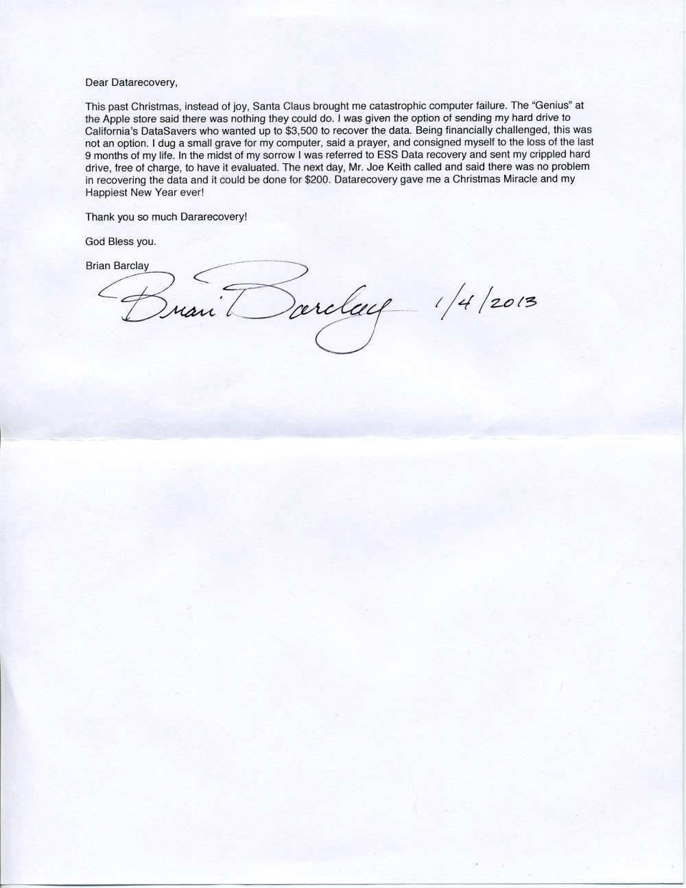 Brian Barclay testimonial