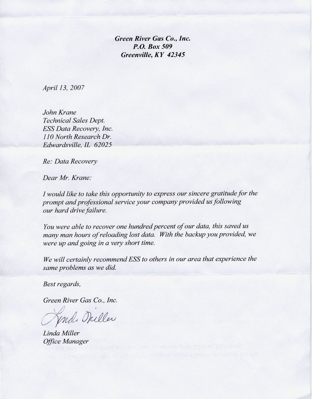 Green River Gas Co., Inc. testimonial