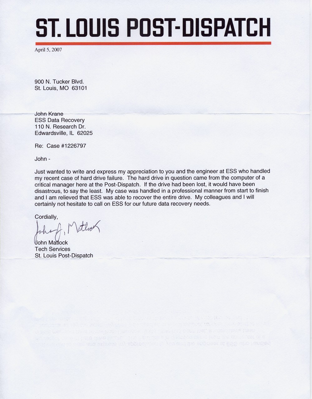 St. Louis Post-Dispatch testimonial